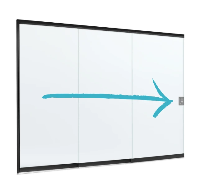 Glazen Schuifwand Basismodel Vaste Handgreep Rechts 276 x 224 cm - Afbeelding 1